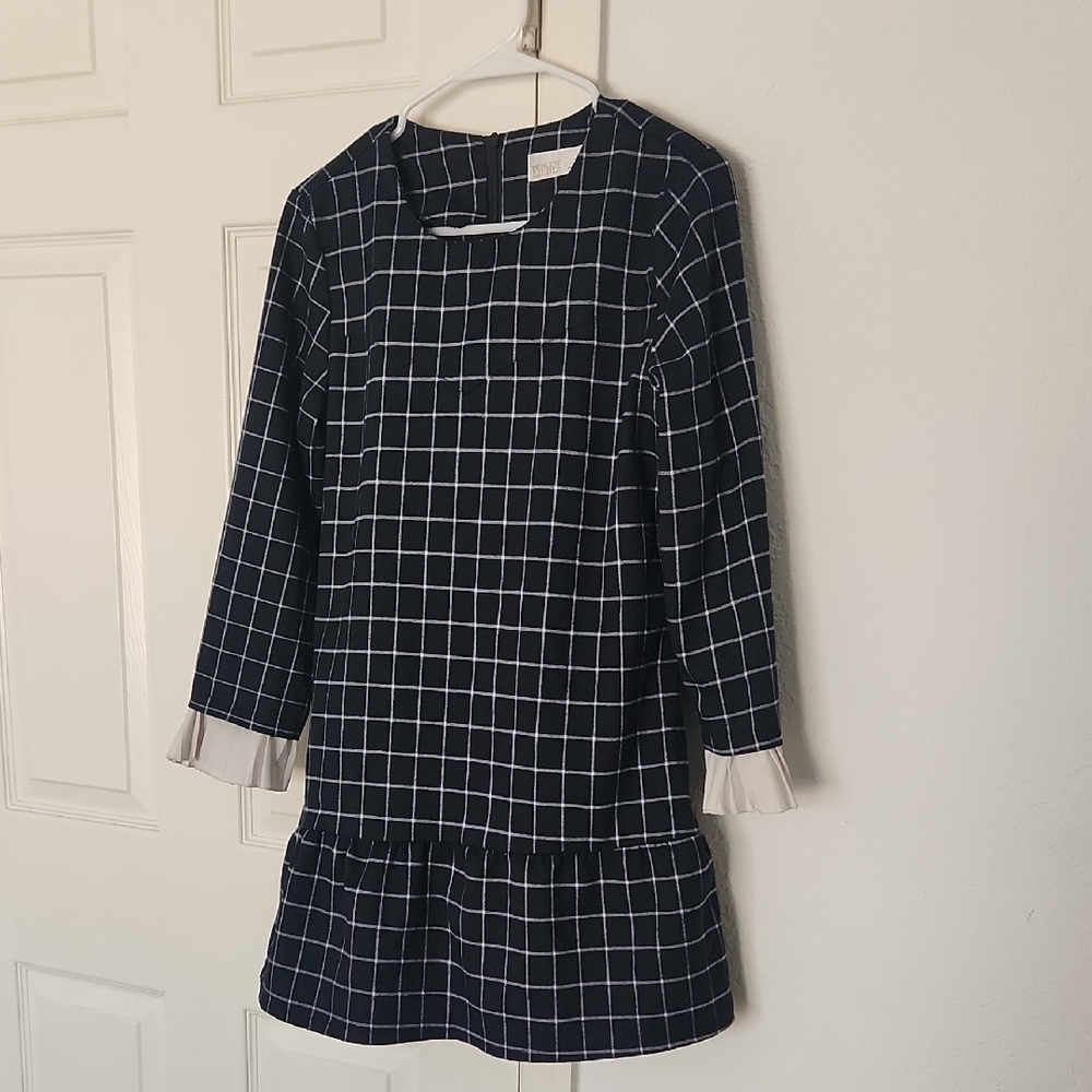 Princess Lilota Preppy Longsleeved Checkard Navy Dress Large